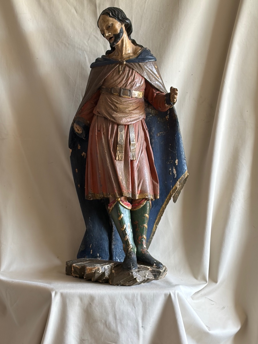18th-century Polychrome Wooden Statue