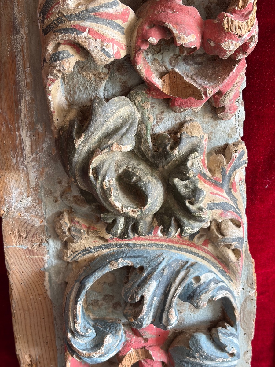 Frise en bois sculpté Italie ou Espagne XVIII ème-photo-4