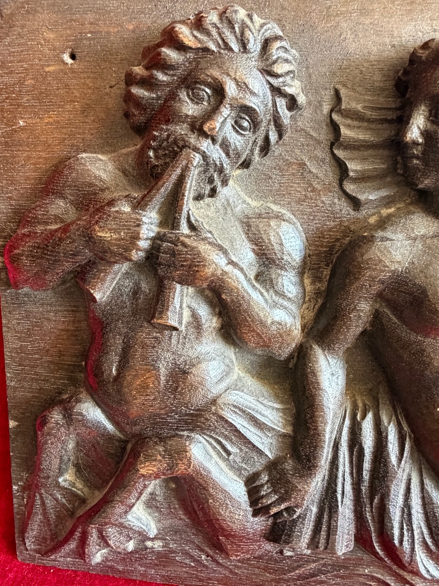 Panneau de bois sculpté XVII ème-photo-3