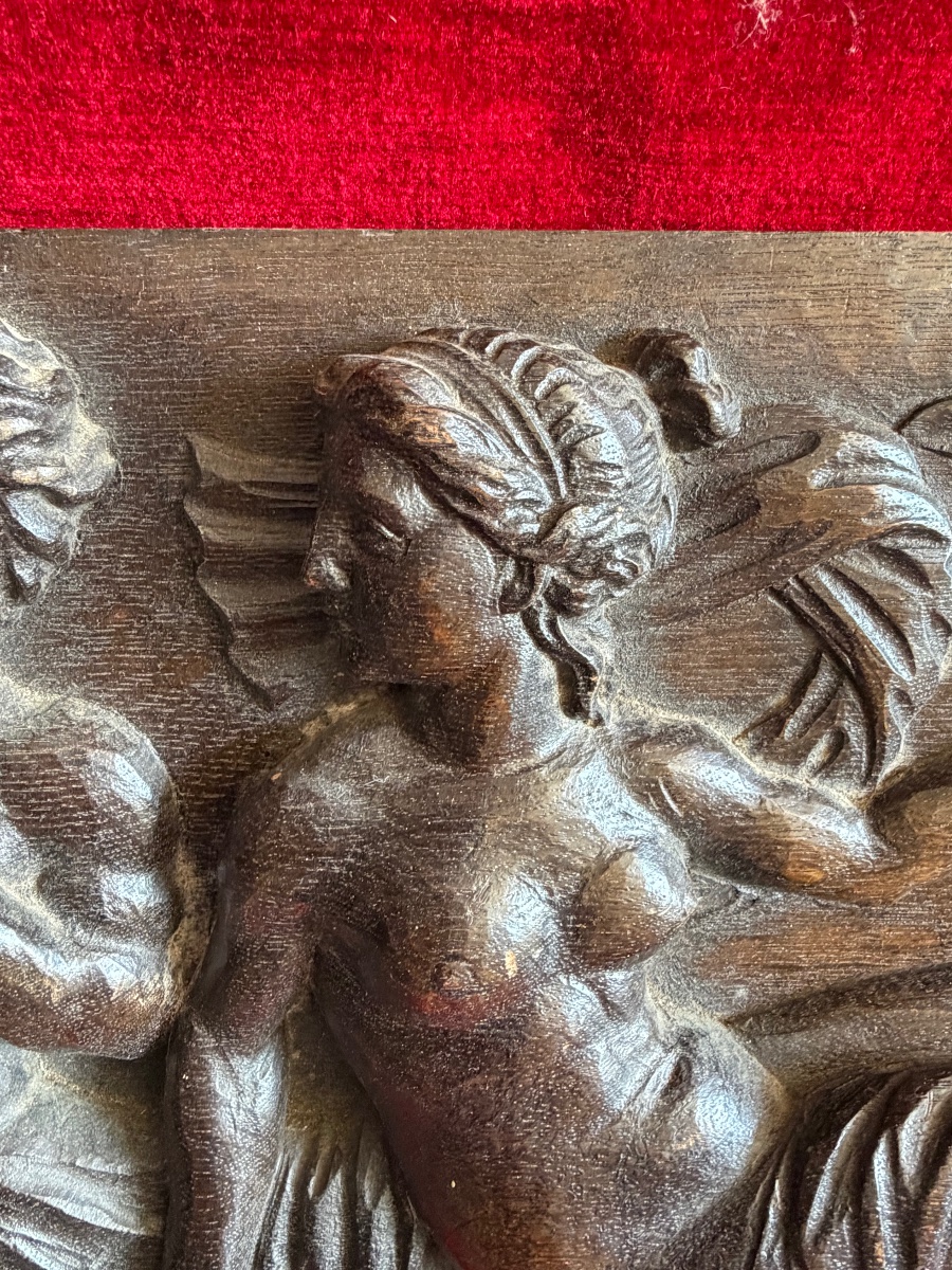 Panneau de bois sculpté XVII ème-photo-4