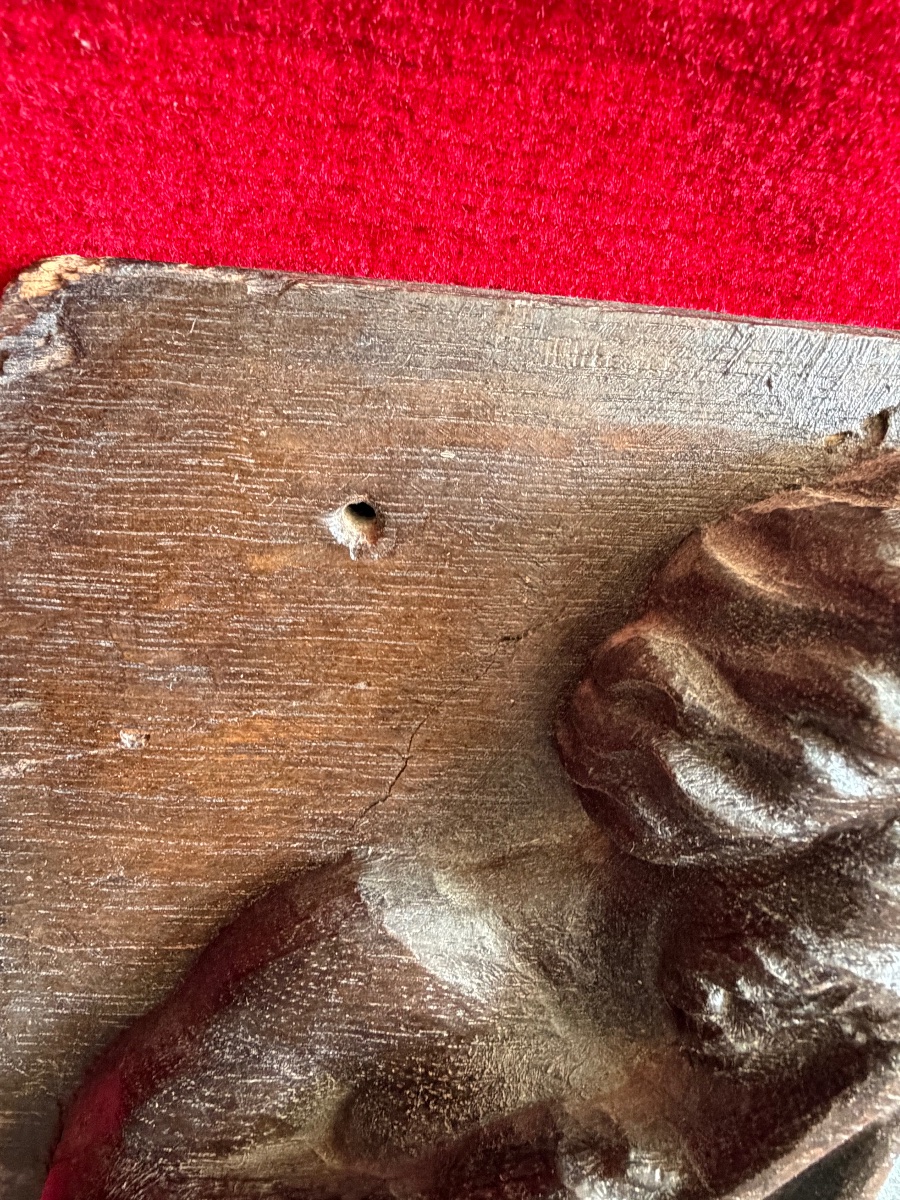 Panneau de bois sculpté XVII ème-photo-1