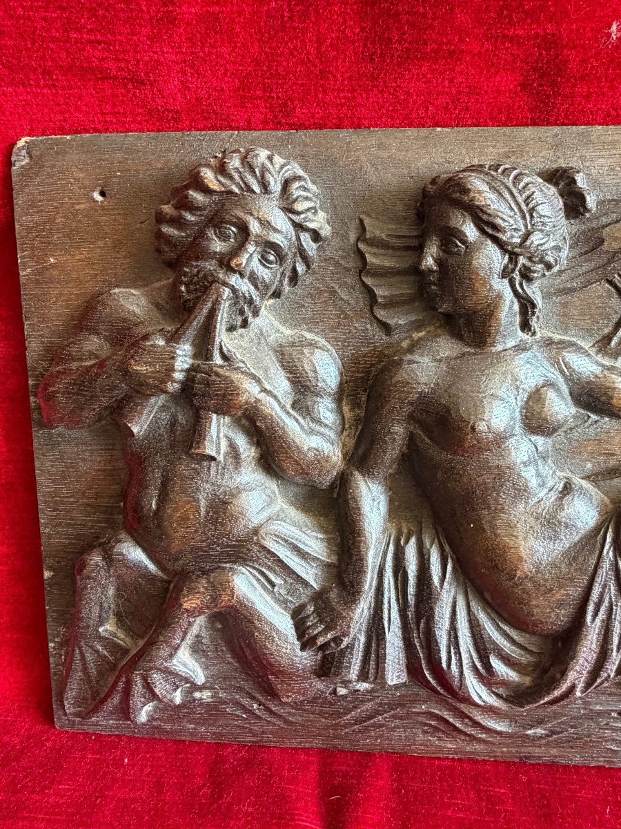 Panneau de bois sculpté XVII ème-photo-3