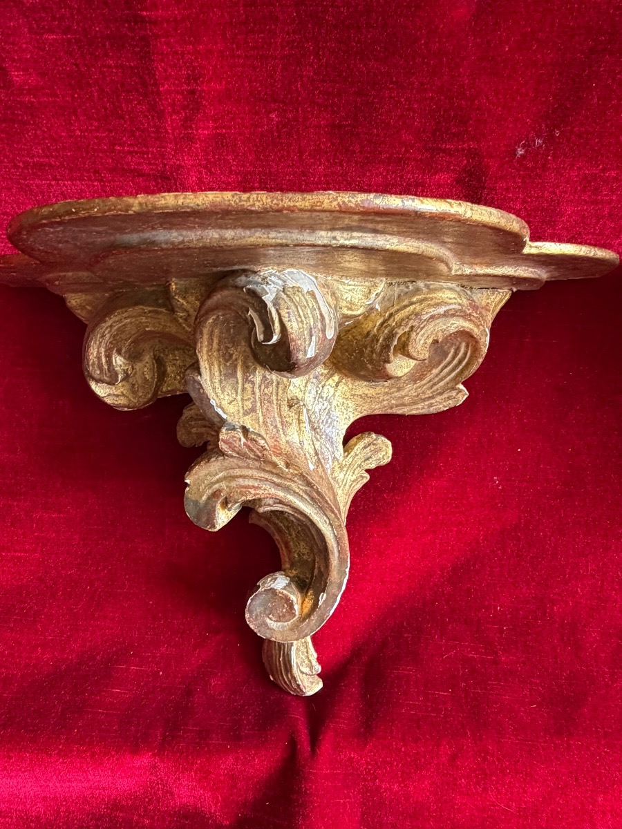 Pair Of Gilded Wooden Side Tables-photo-3