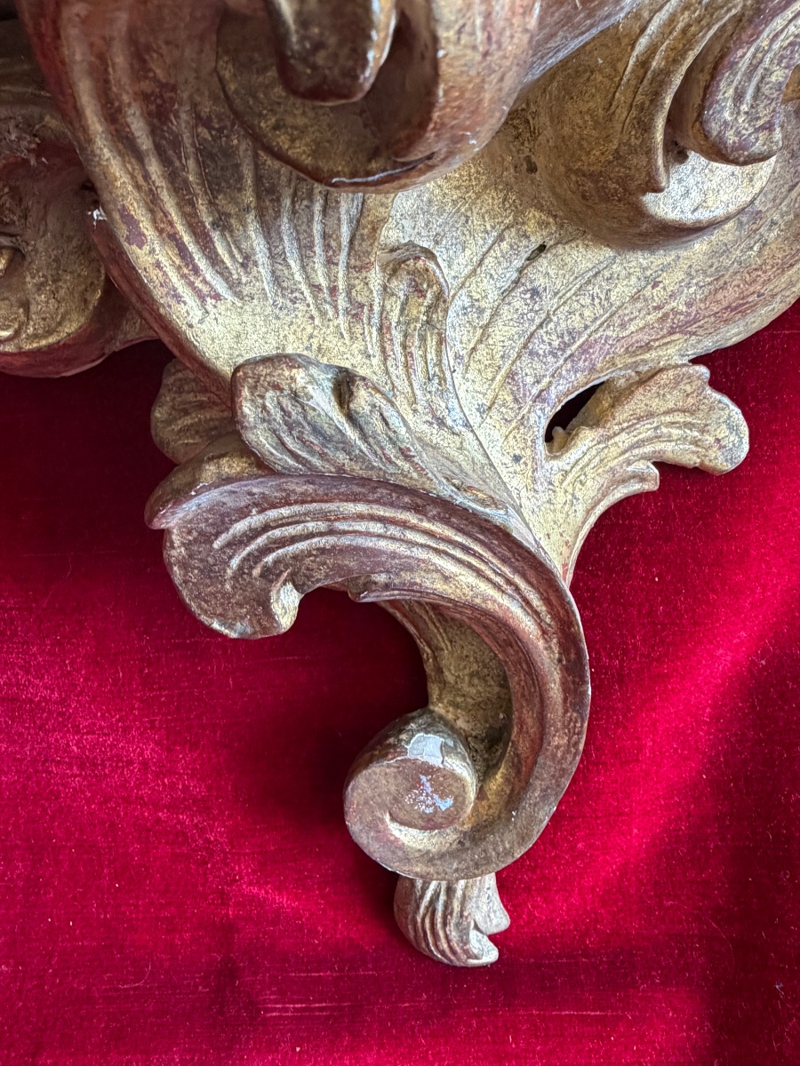 Pair Of Gilded Wooden Side Tables-photo-4