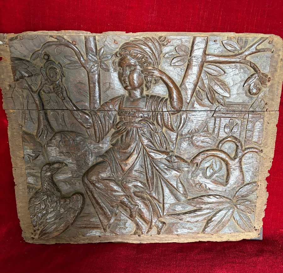 Panneau de bois à décor allegorique-photo-2