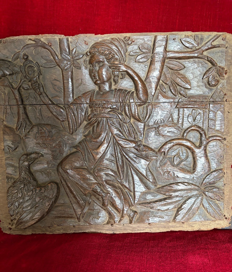 Panneau de bois à décor allegorique-photo-3