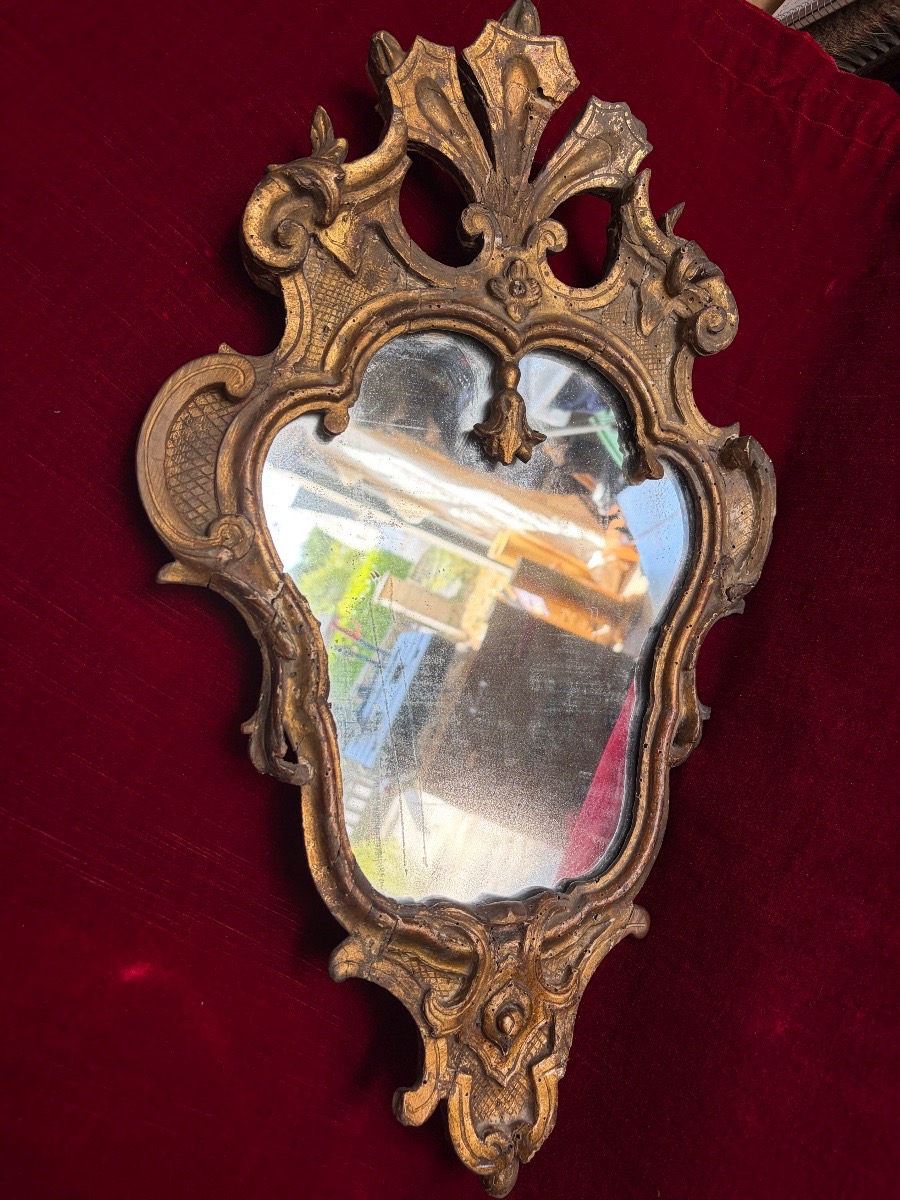 Miroir en bois doré XVIII ème-photo-4