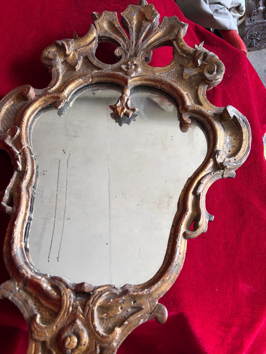 Miroir en bois doré XVIII ème-photo-4