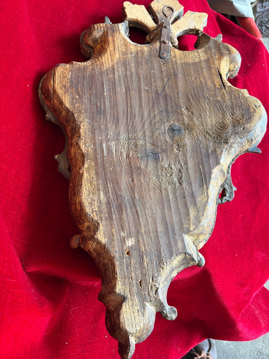 Miroir en bois doré XVIII ème-photo-8