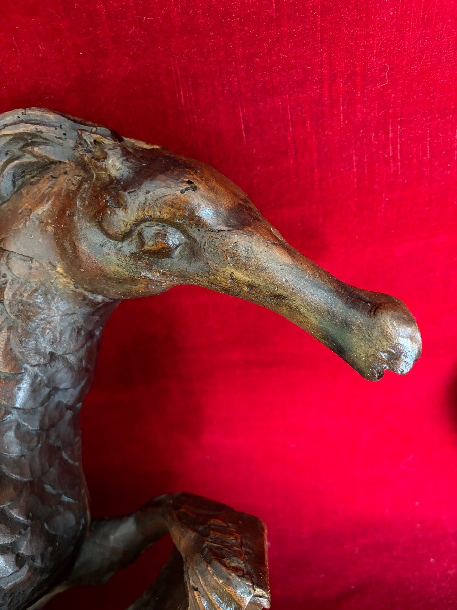 Paire d’éléments décoratifs, représentant des monstres marins XVIII ème-photo-3