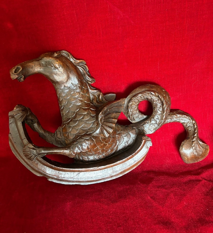 Paire d’éléments décoratifs, représentant des monstres marins XVIII ème-photo-3