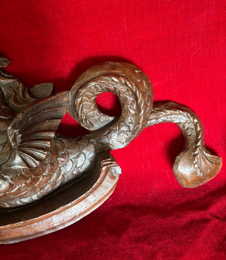 Paire d’éléments décoratifs, représentant des monstres marins XVIII ème-photo-4