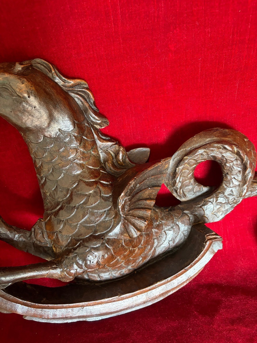 Paire d’éléments décoratifs, représentant des monstres marins XVIII ème-photo-6