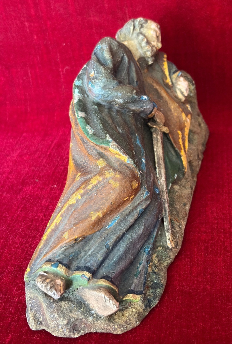 Pair Of Religious Wooden Statuettes From The Late 18th Century-photo-4