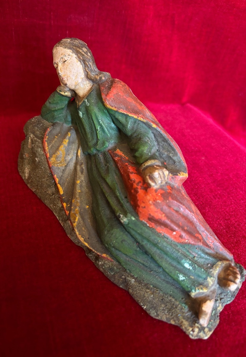 Pair Of Religious Wooden Statuettes From The Late 18th Century-photo-2