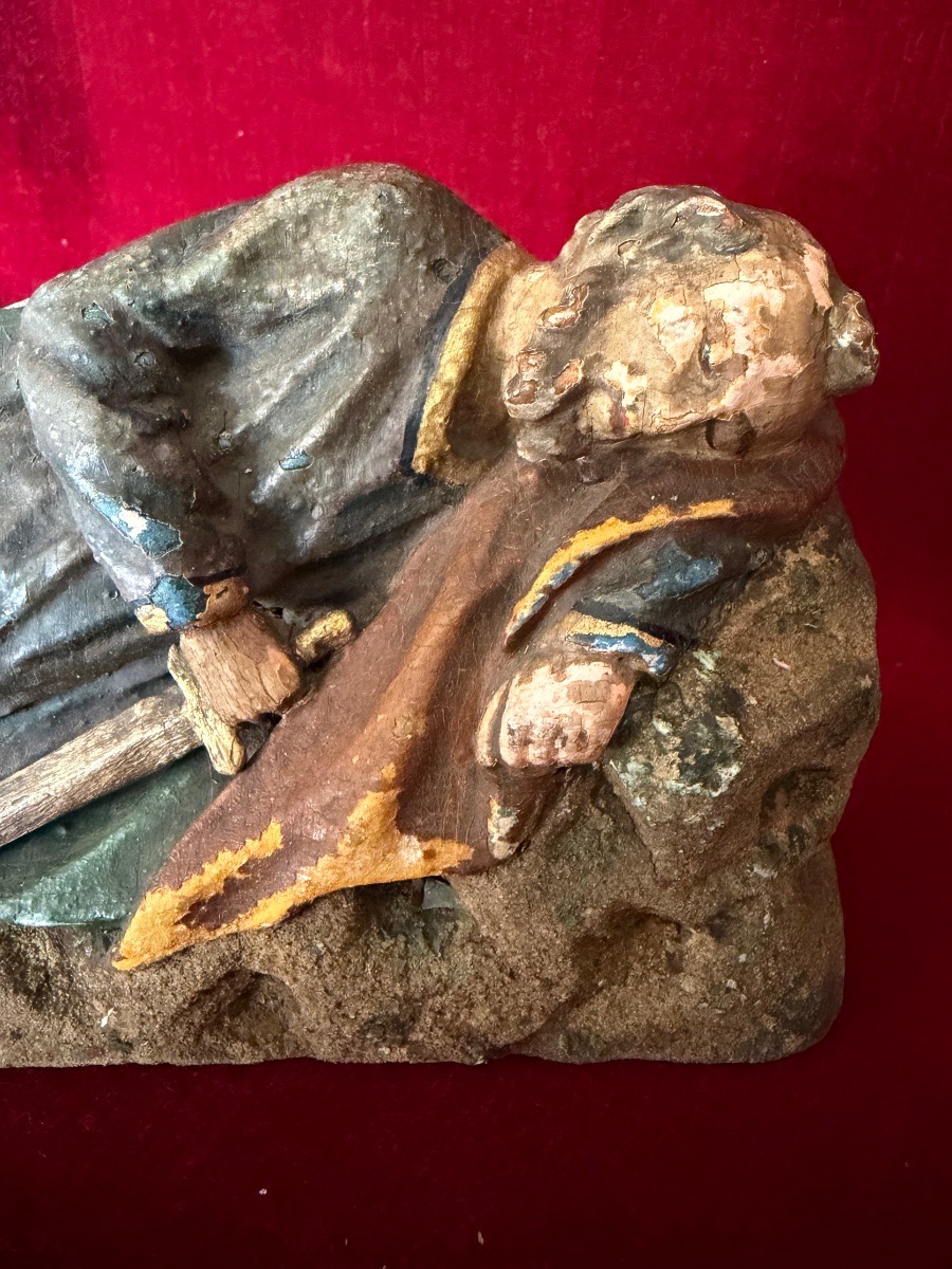 Pair Of Religious Wooden Statuettes From The Late 18th Century-photo-4