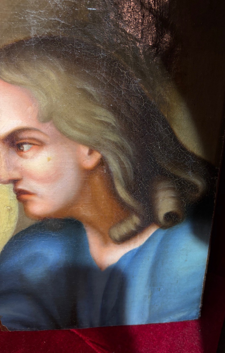 Peinture d’un buste de femme vue de profil XIX ème-photo-2