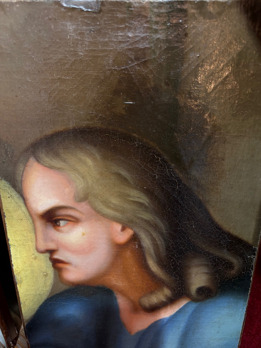 Peinture d’un buste de femme vue de profil XIX ème-photo-4