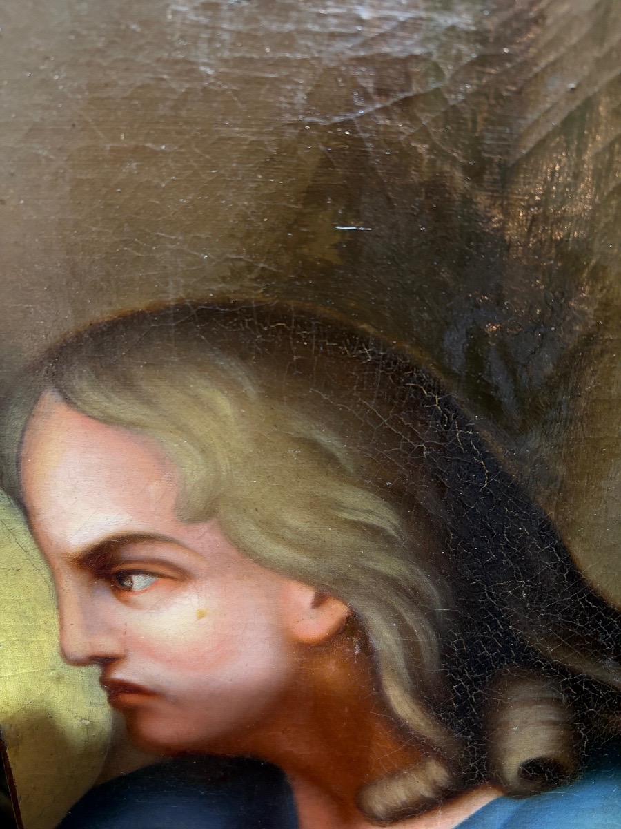 Peinture d’un buste de femme vue de profil XIX ème-photo-1