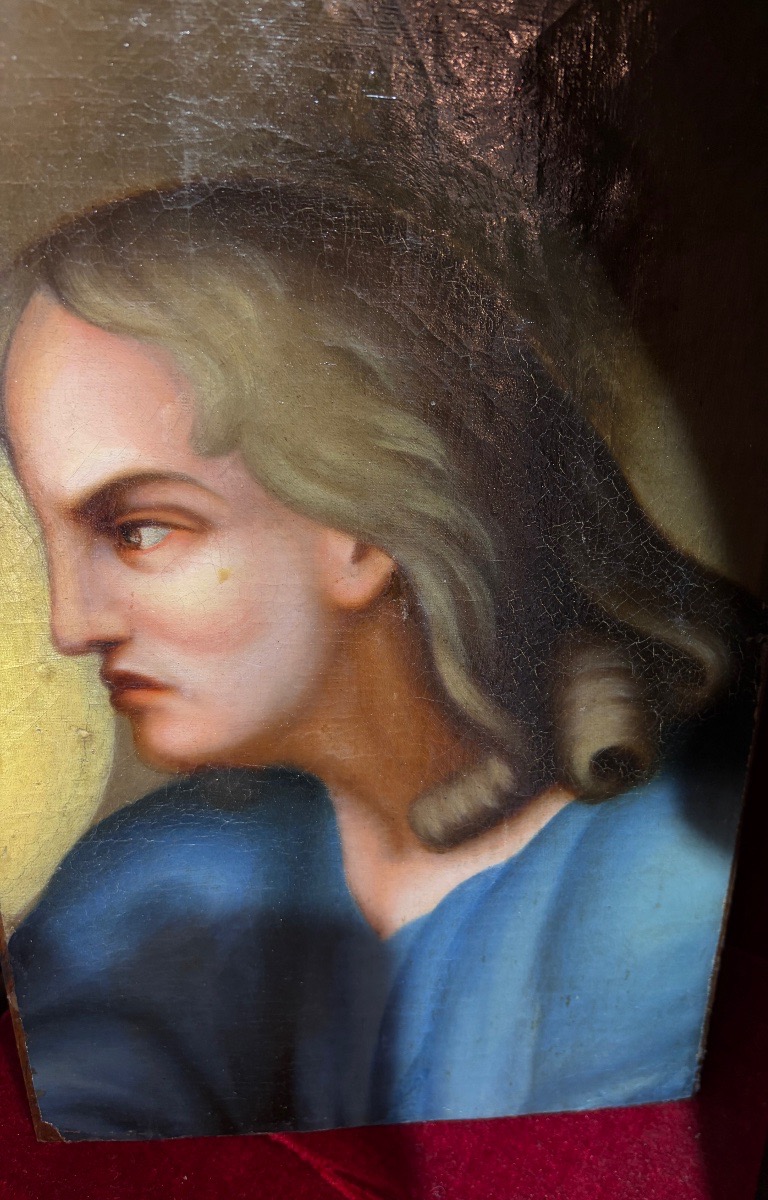 Peinture d’un buste de femme vue de profil XIX ème
