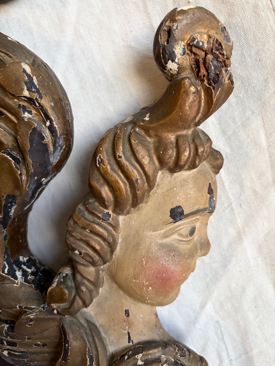 Paire d’anciens ornements baroques en bois-photo-3