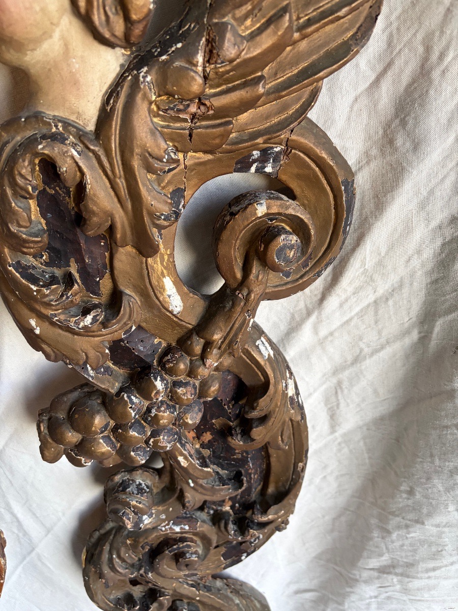 Paire d’anciens ornements baroques en bois-photo-5