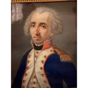 Pastel Depicting A French Officer In The Late 18th Century
