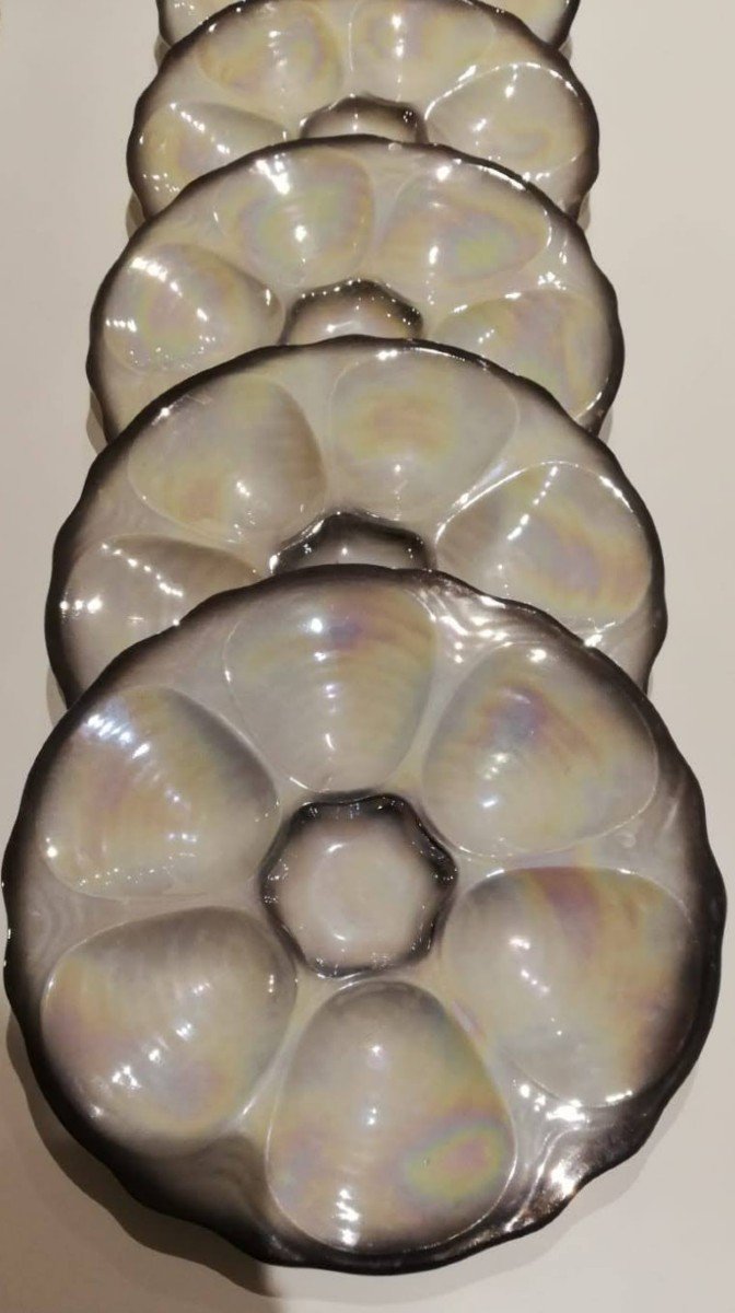 Service à Coquillages en porcelaine irisée (12 Assiettes)-photo-3