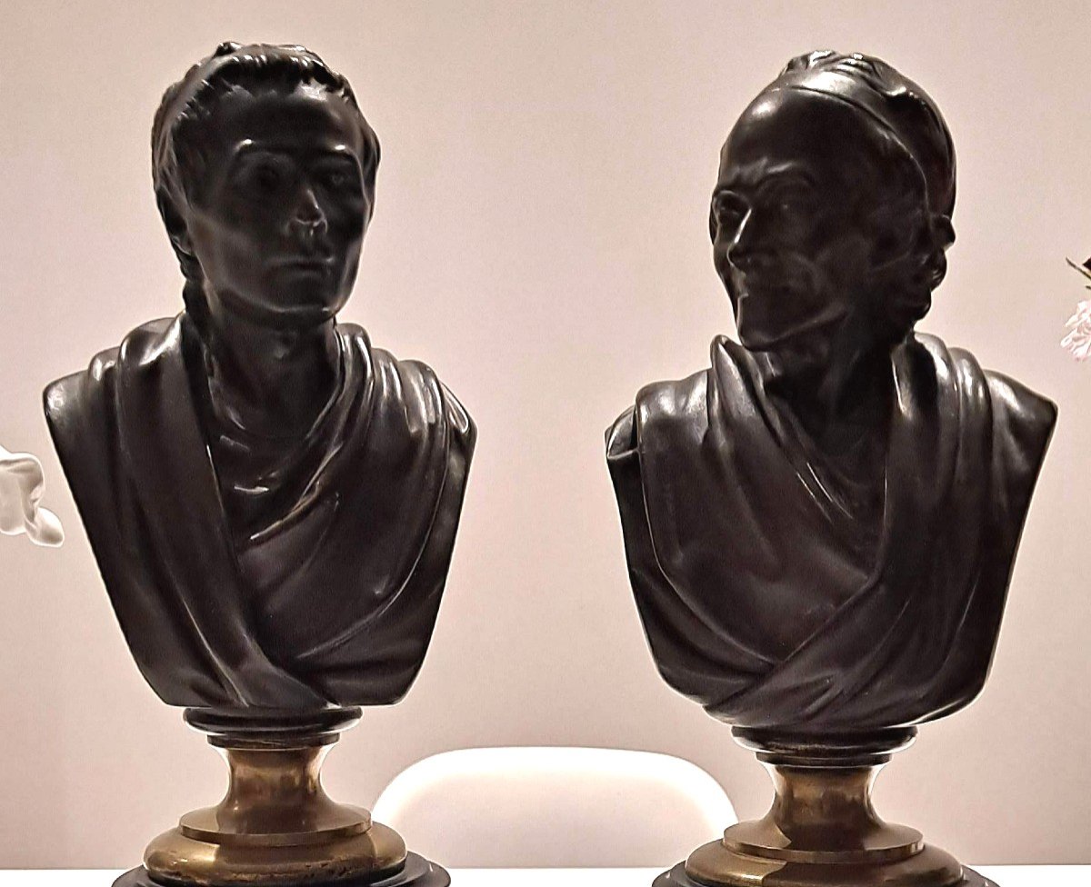 Bronzes Rousseau Et Voltaire d'Après Houdon-photo-1