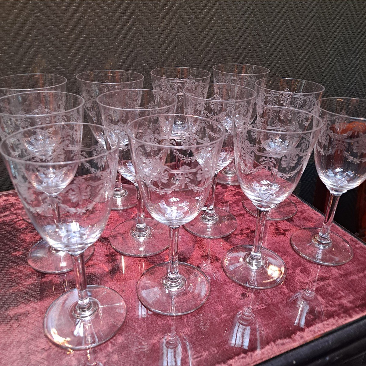 9 Verres à Porto En Cristal Gravé-photo-4