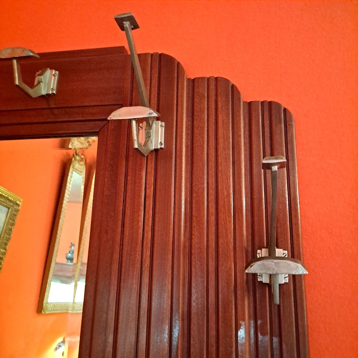 Art Deco Mahogany Cloakroom Coat Rack-photo-3