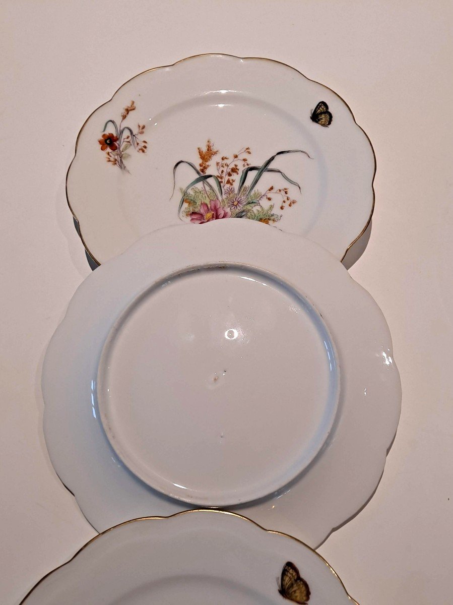 Paris Porcelain Plates 19th Century Floral Decor-photo-3