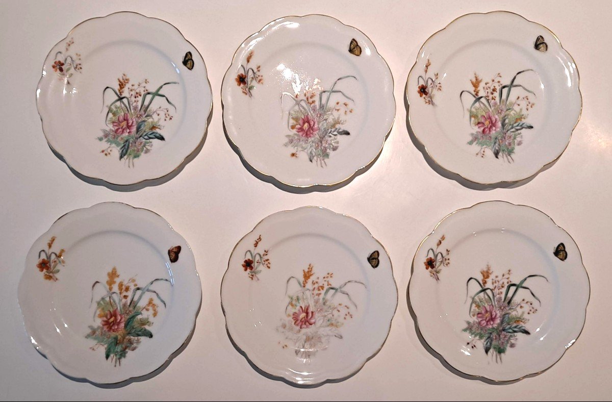 Paris Porcelain Plates 19th Century Floral Decor