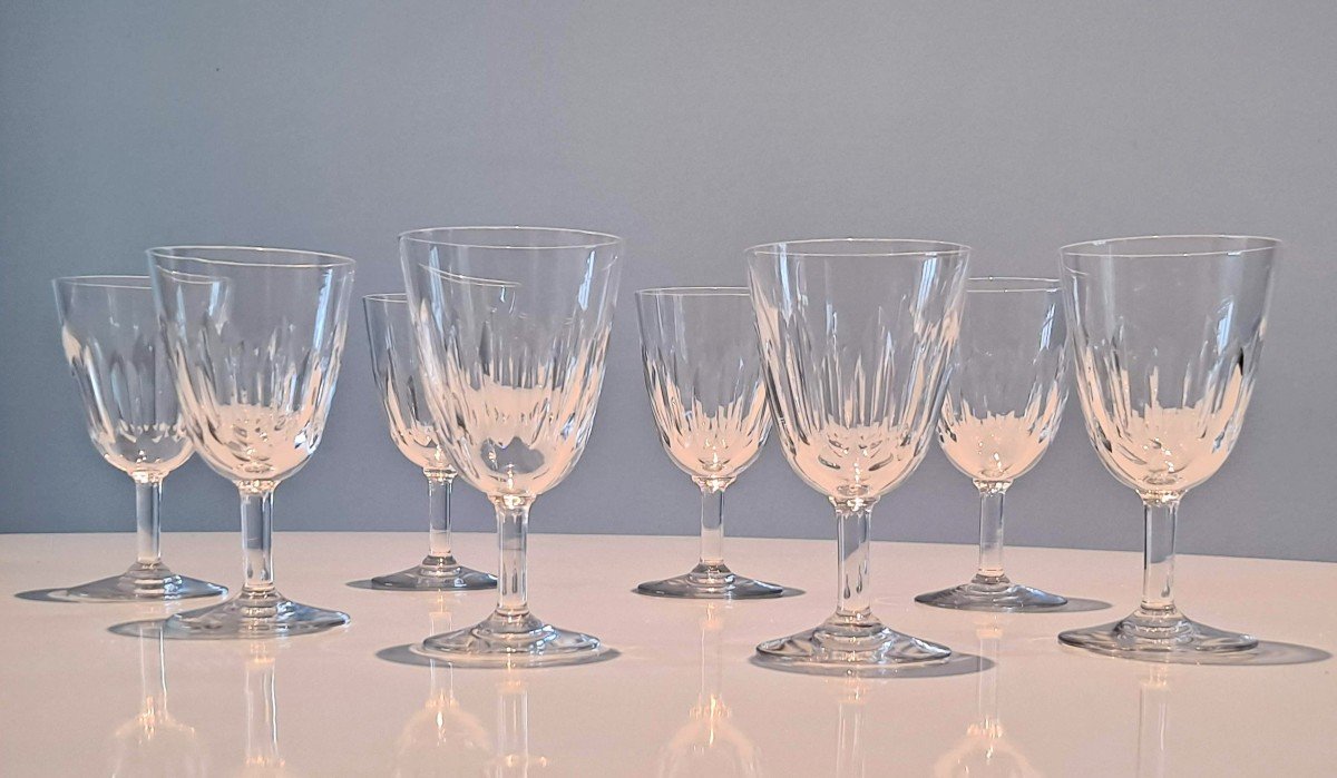 8 Baccarat Crystal Wine Glasses