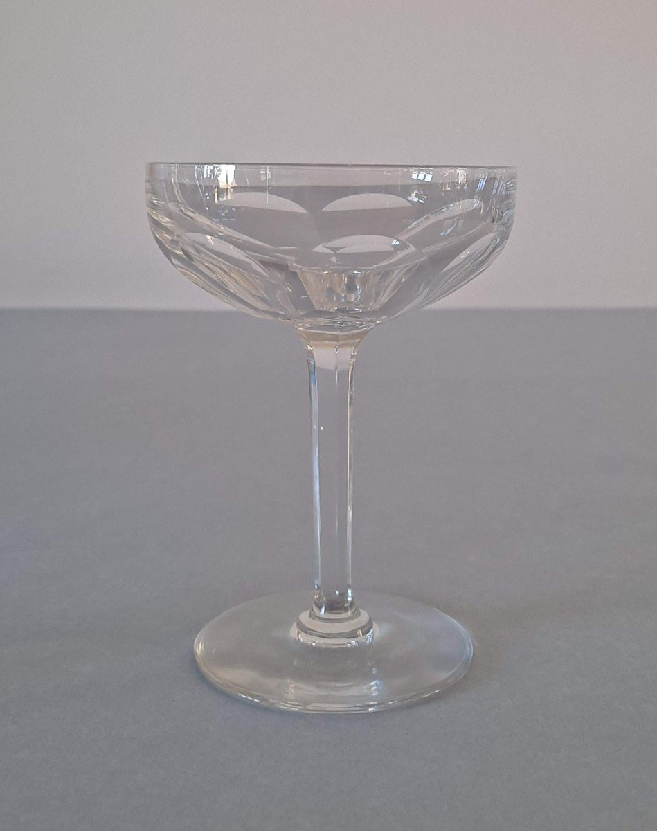 8-piece Flat Ribbed Glassware Set Attributed To Saint Louis Bristol Model-photo-2