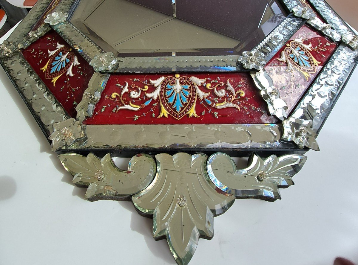 Miroir Venise Octogonal à Fronton Décor émaillé-photo-4