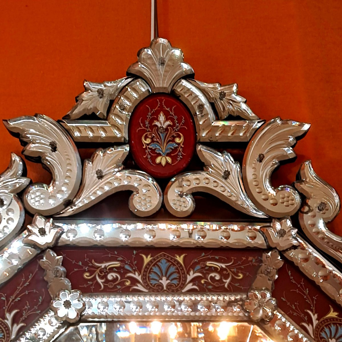 Miroir Venise Octogonal à Fronton Décor émaillé-photo-4