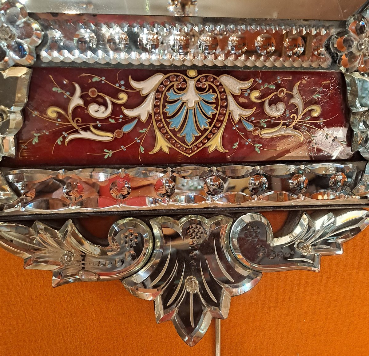 Miroir Venise Octogonal à Fronton Décor émaillé-photo-5