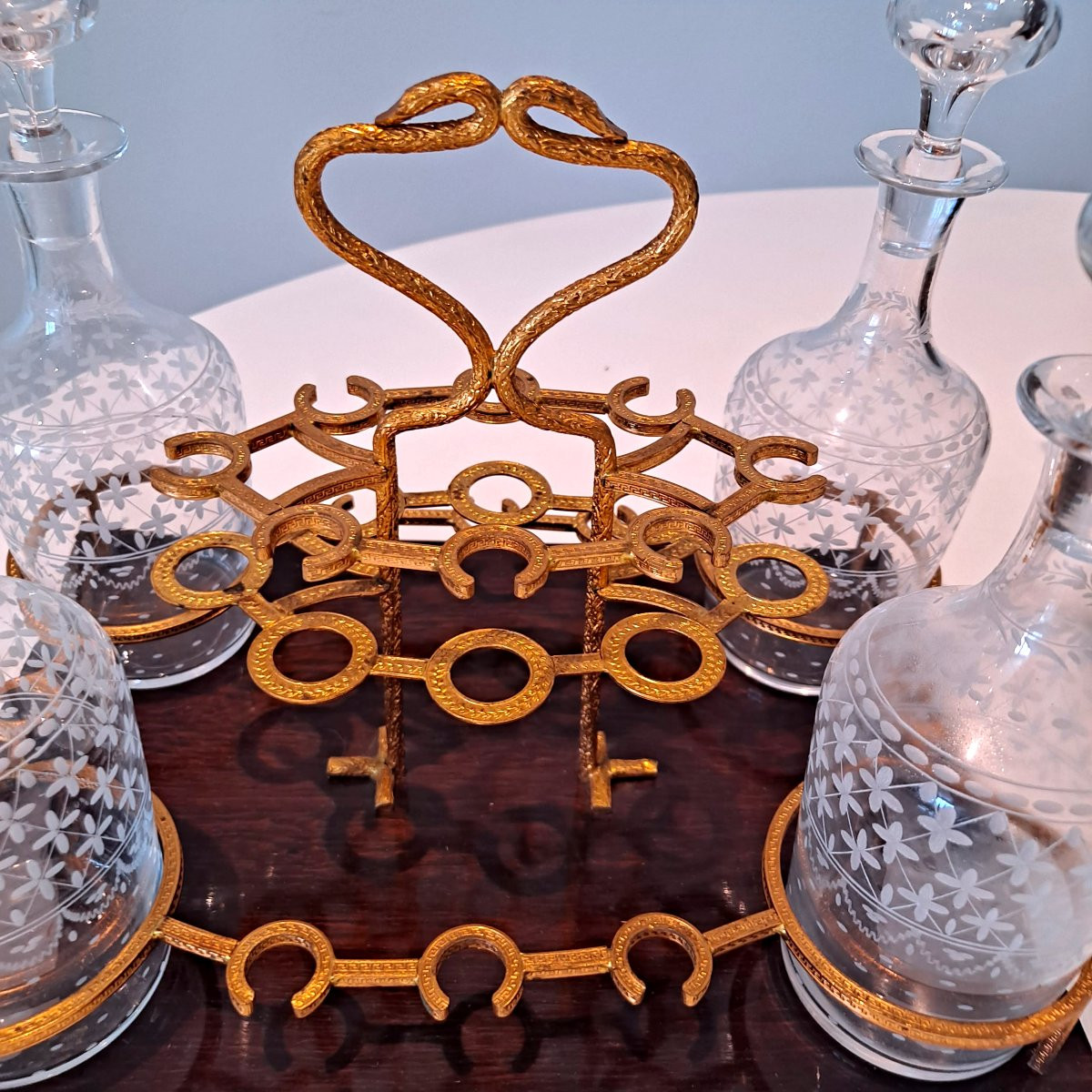 Cave à liqueur Napoléon III en palissandre verrerie complète-photo-3