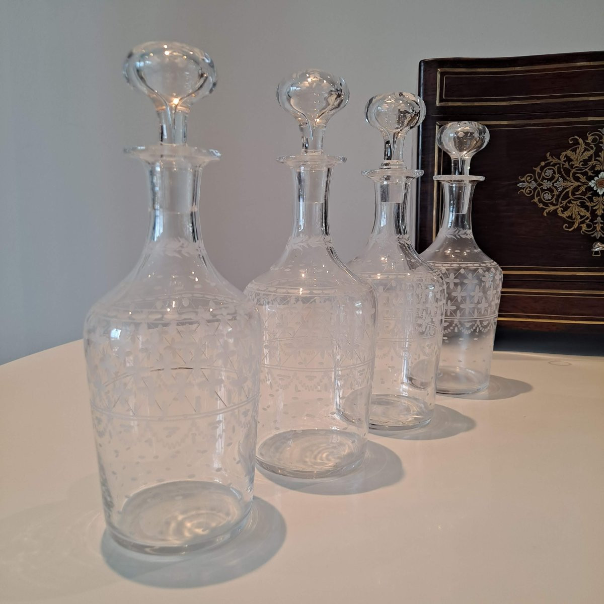 Cave à liqueur Napoléon III en palissandre verrerie complète-photo-5