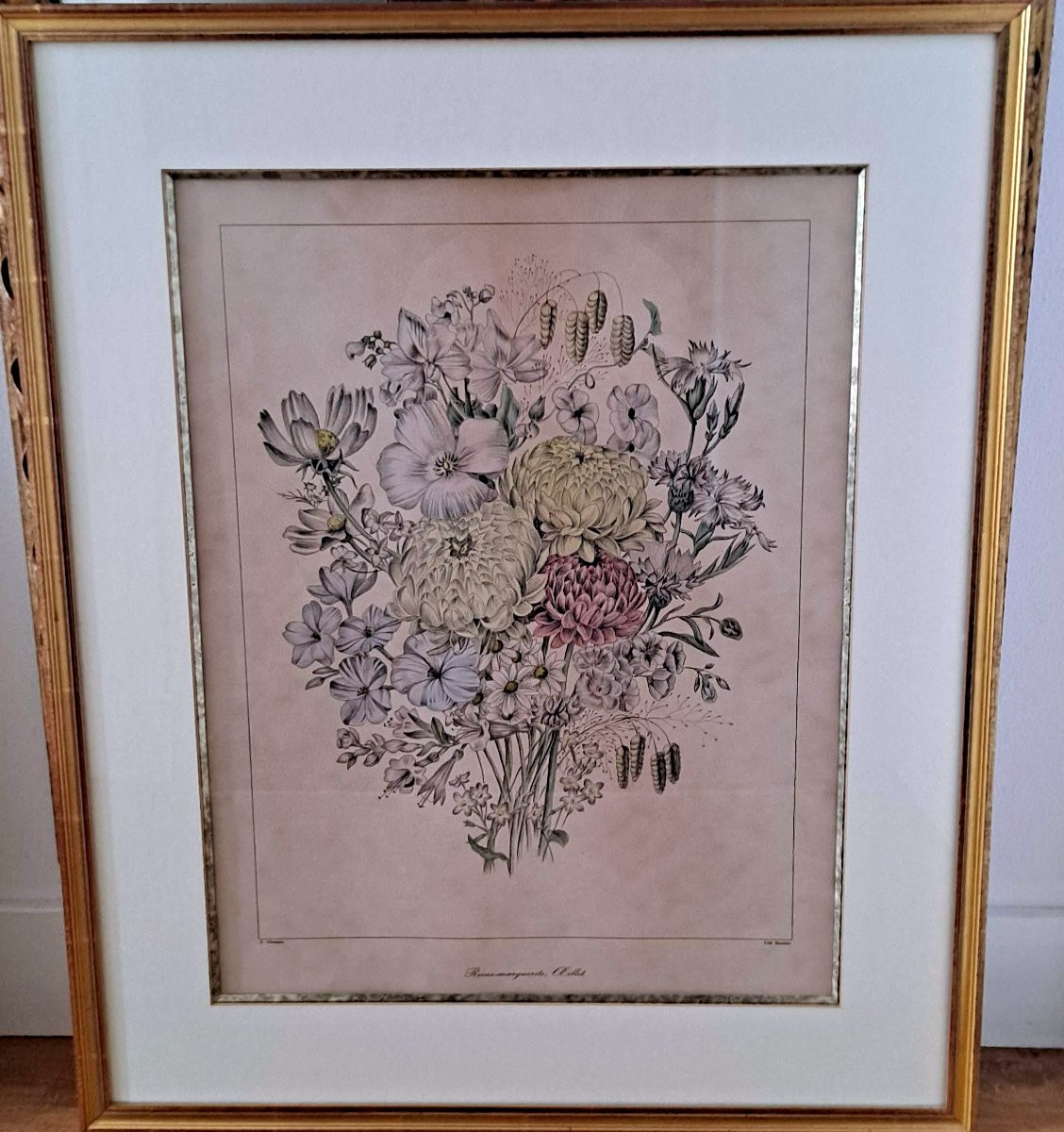 Paire de lithographies de fleurs Elisa Champin (Aquarelliste Française)-photo-2