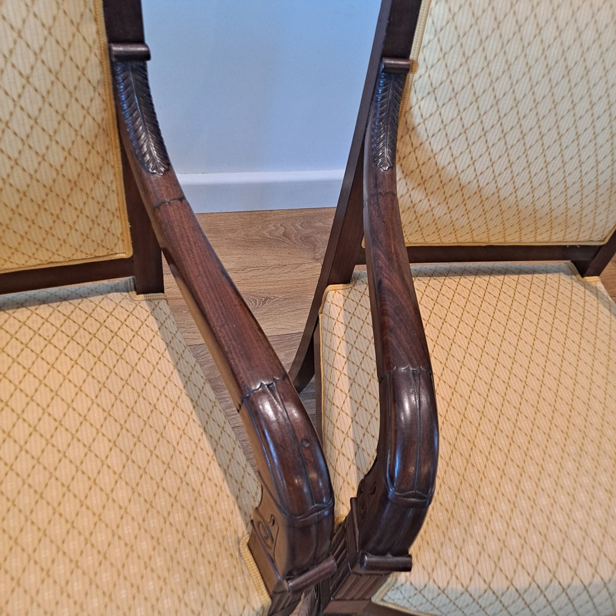 Pair Of Mahogany Veneer Armchairs, 19th Century Restoration Period-photo-2