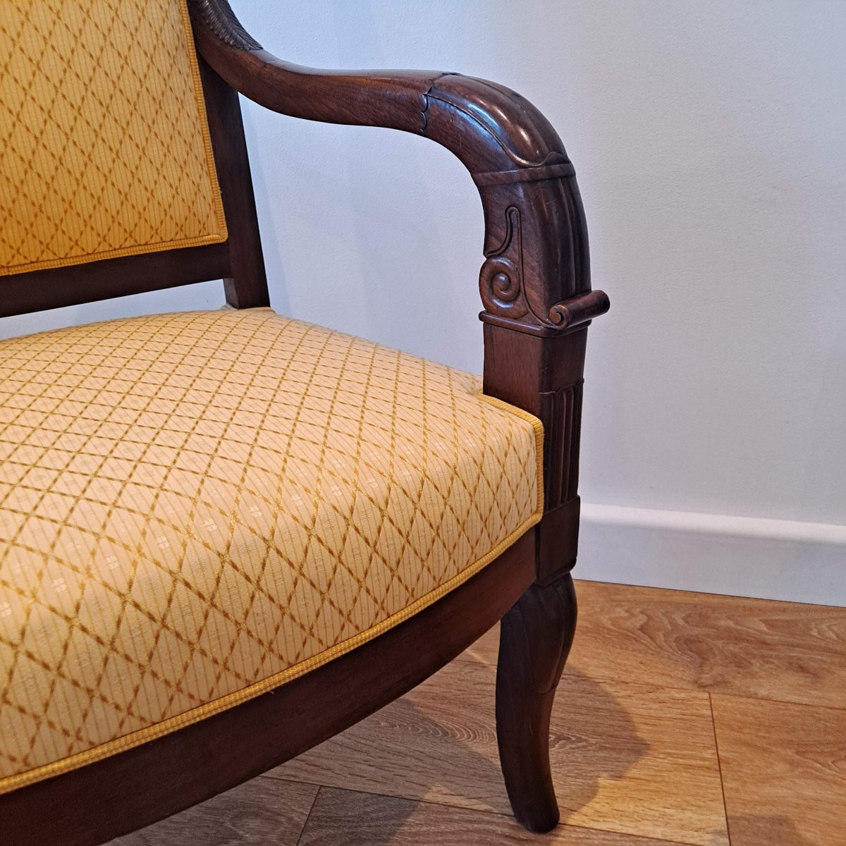 Pair Of Mahogany Veneer Armchairs, 19th Century Restoration Period-photo-1