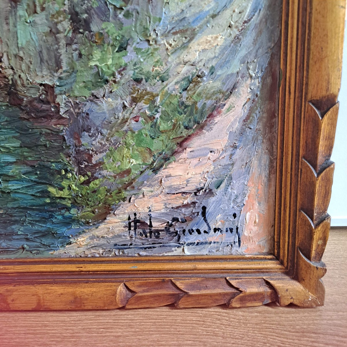 Huile sur panneau Italo GIORDANI "vue du lac de Côme"-photo-2