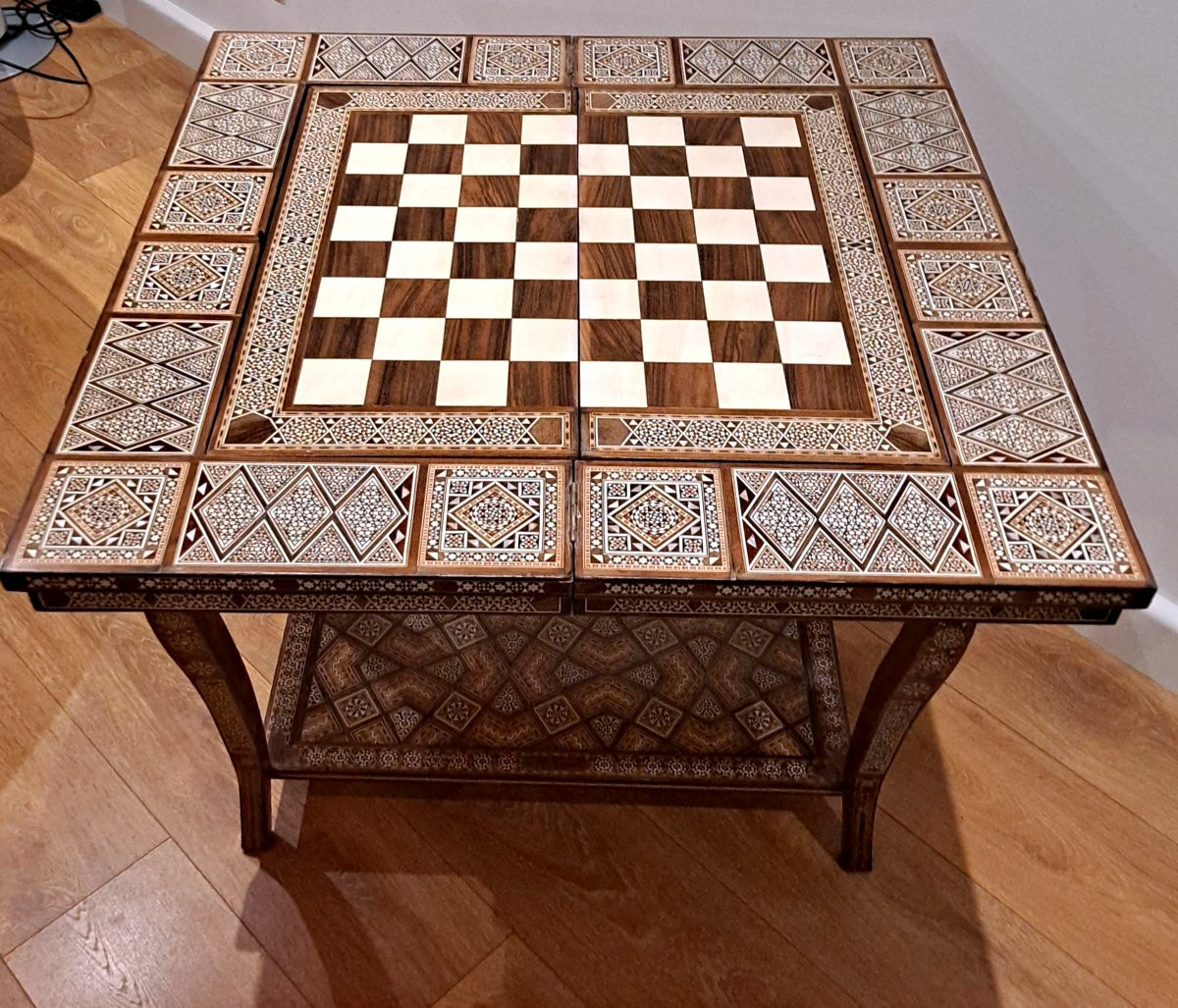 Syrian Marquetry Games Table, 20th Century-photo-2