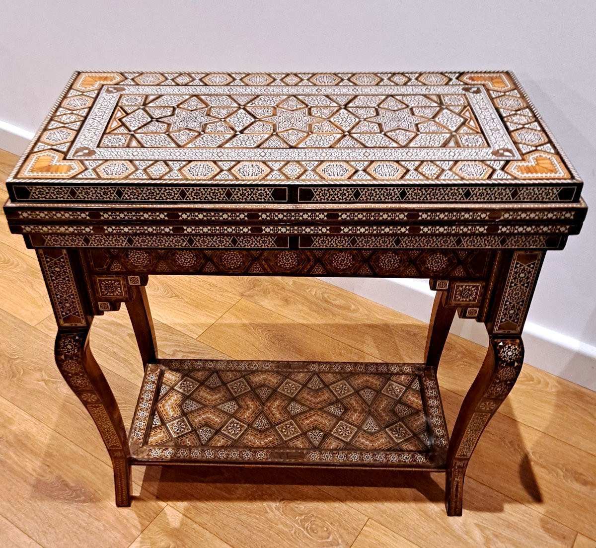 Syrian Marquetry Games Table, 20th Century-photo-1