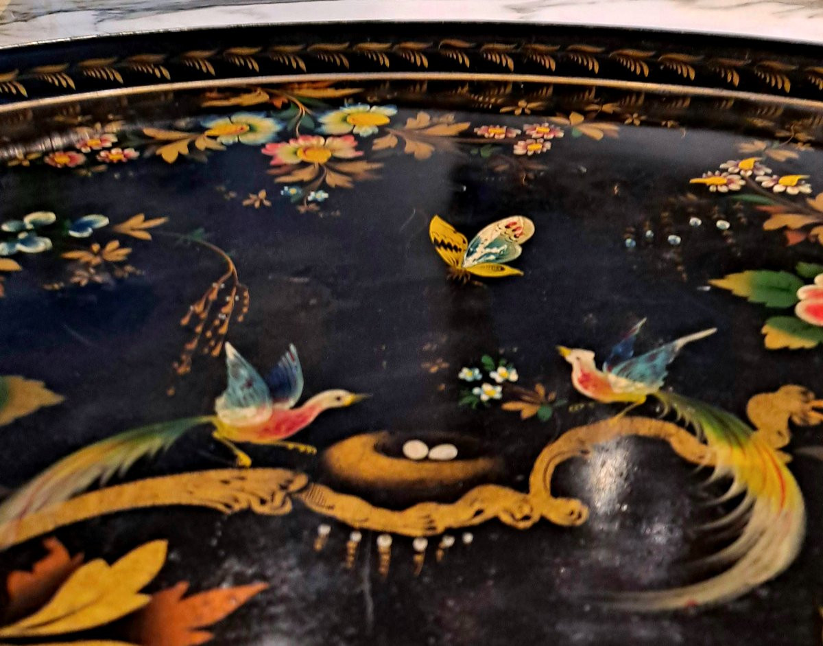 Grand plateau ovale en tôle peinte-photo-3