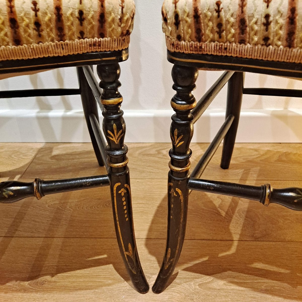 Pair Of Napoleon III Chairs In Blackened Wood -photo-2