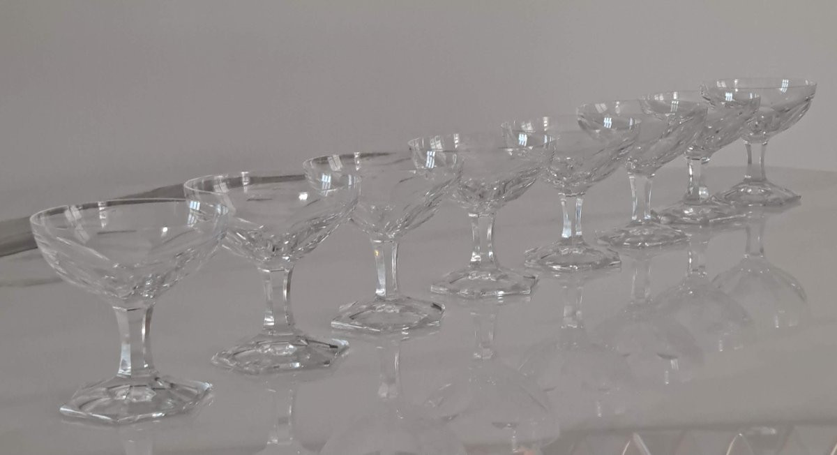 Série de 9 coupes à champagne en cristal -photo-2