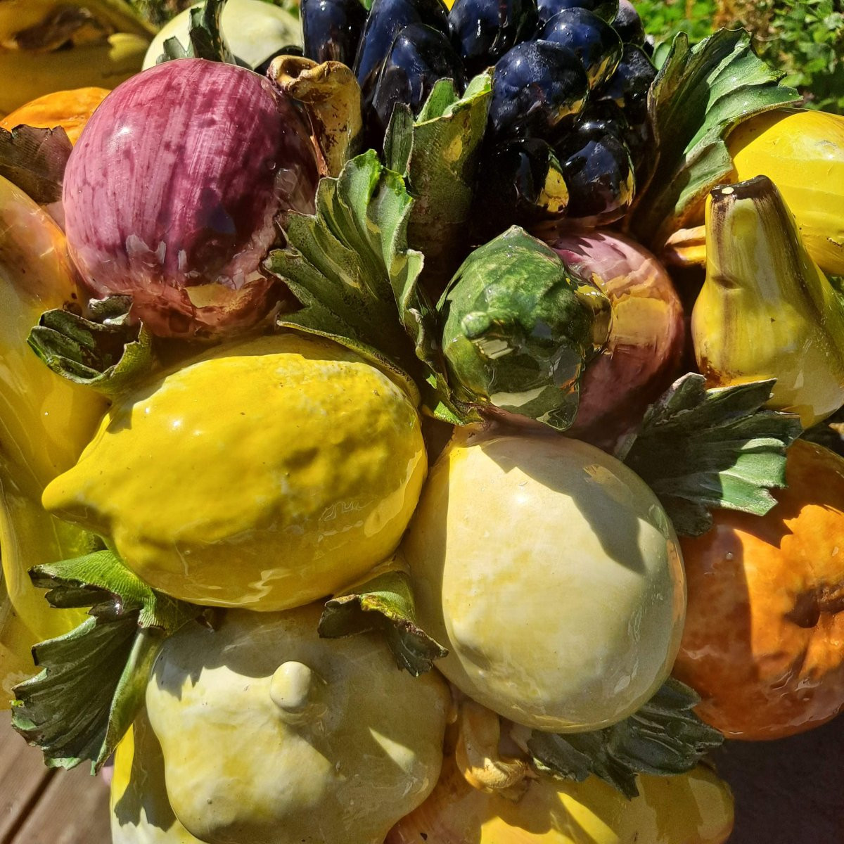 Pair Of Fruit Bowls In Italian Barbotine-photo-2